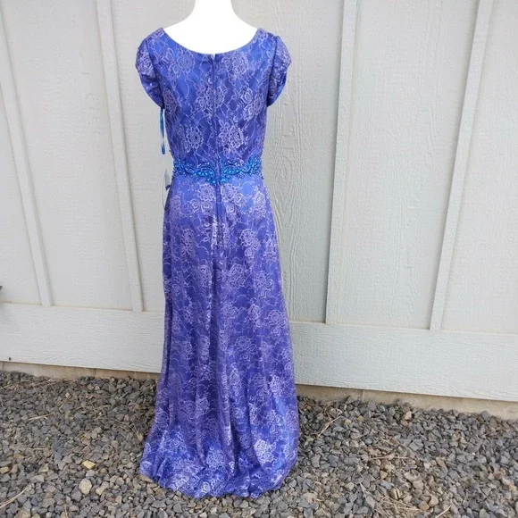 Bonny Prom Dress sz 12 Maxi Lace Jeweled Purple Fairy Romantic Modest Boho NEW‎ - Picture 5 of 10